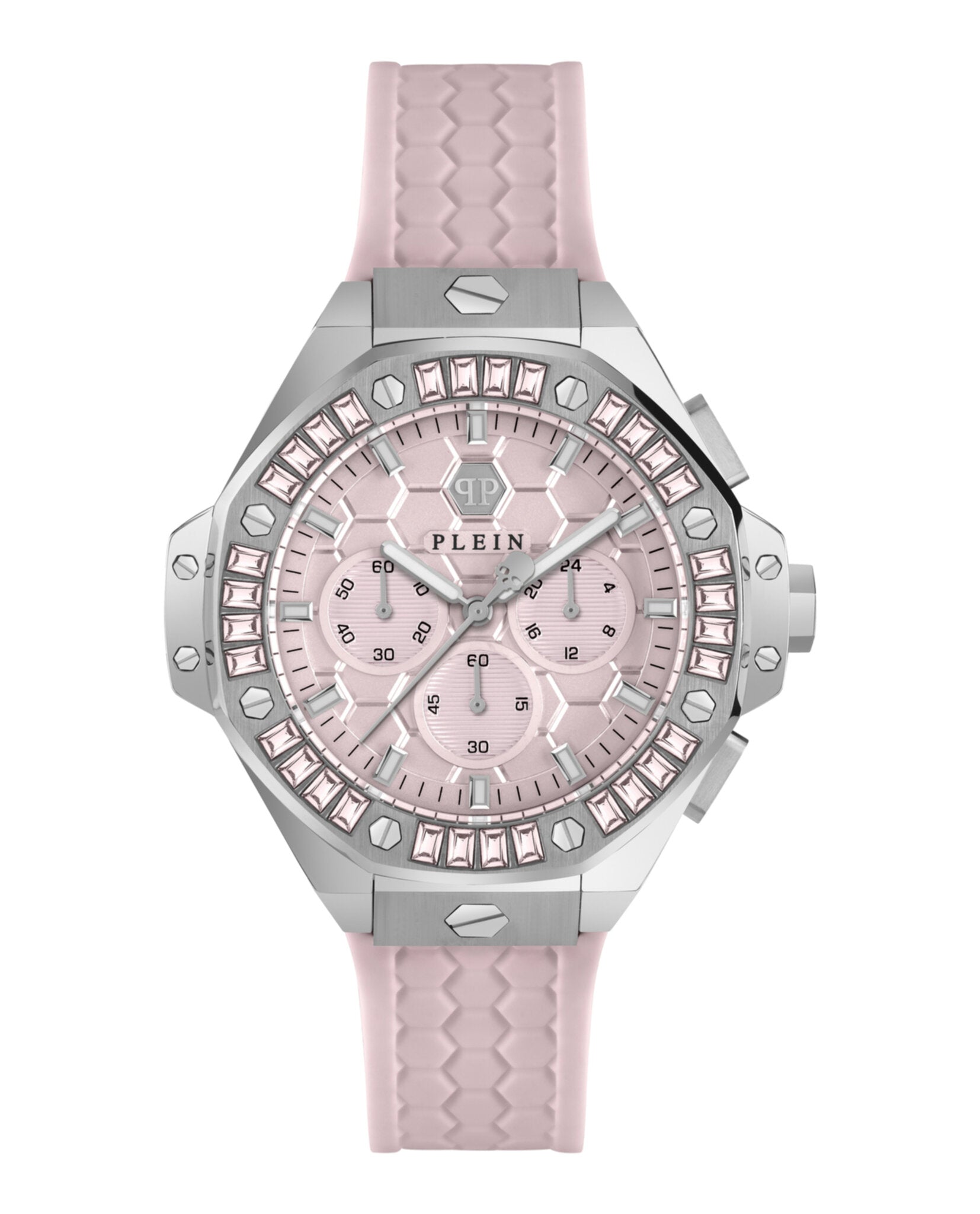 

Часы Plein Chrono Royal из силикона PHILIPP PLEIN, цвет pink/stainless steel/pink