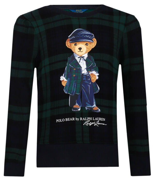 

Свитшот детский Polo Ralph Lauren в клетку с принтом, зеленый