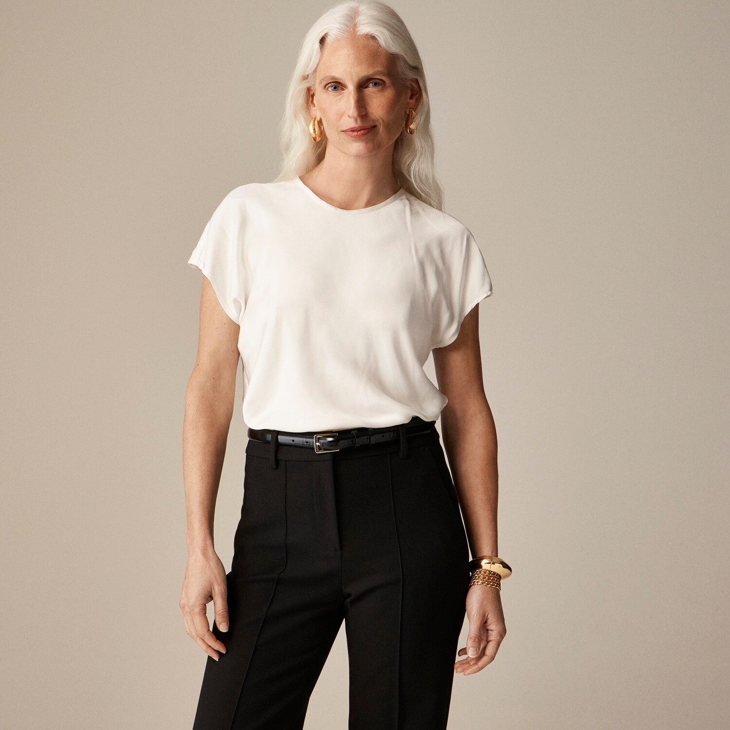 

Драпированный топ-футболка J.Crew, белый