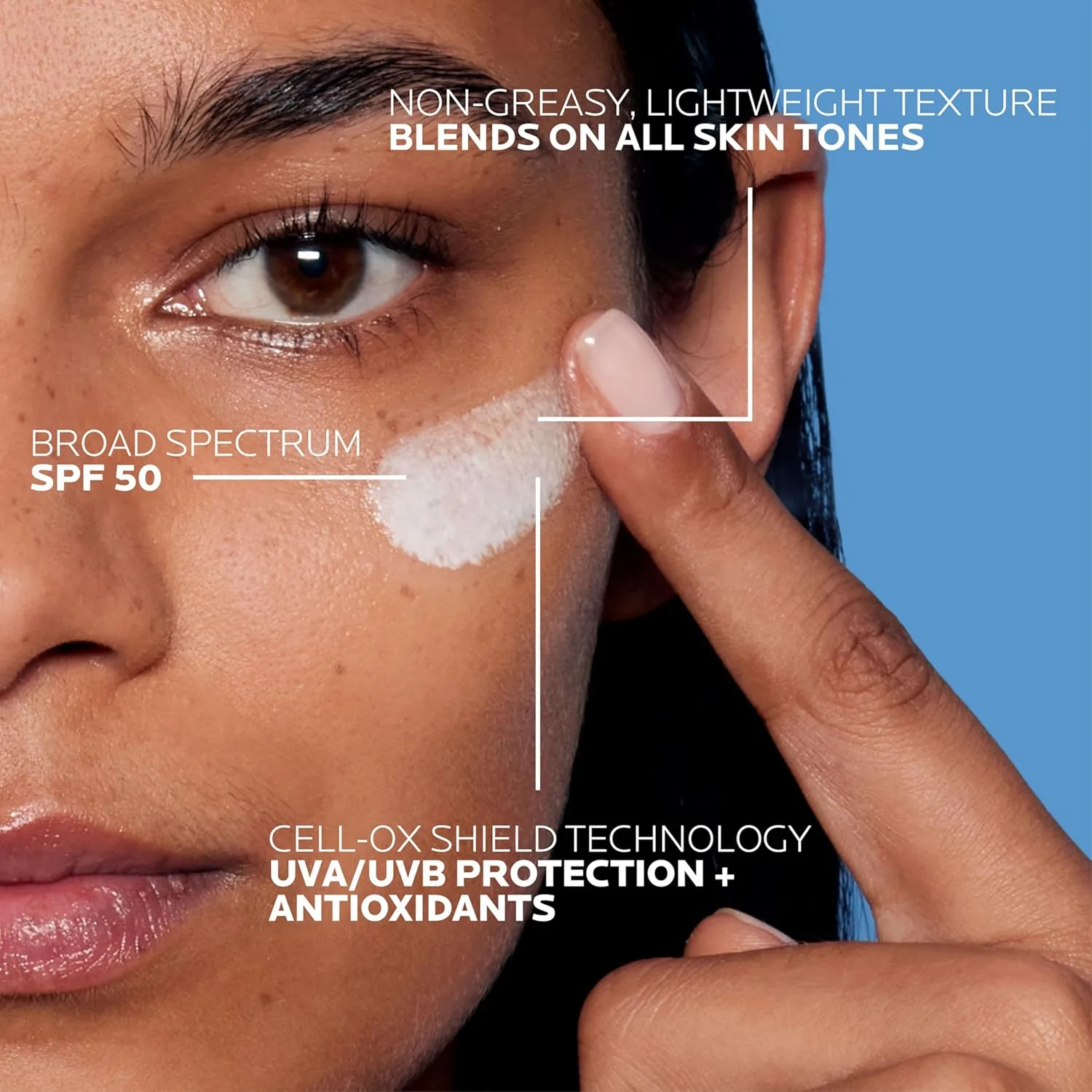 La Roche Posay Anthelios UV солнцезащитный крем SPF 50 для лица в 3 формулах: UV Tone с ниацинамидом, UV Hydra с гиалуроновой кислотой, UV Clear с азелаиновой кислотой, широкий спектр, невидимый SPF La Roche-Posay, White — фото 3
