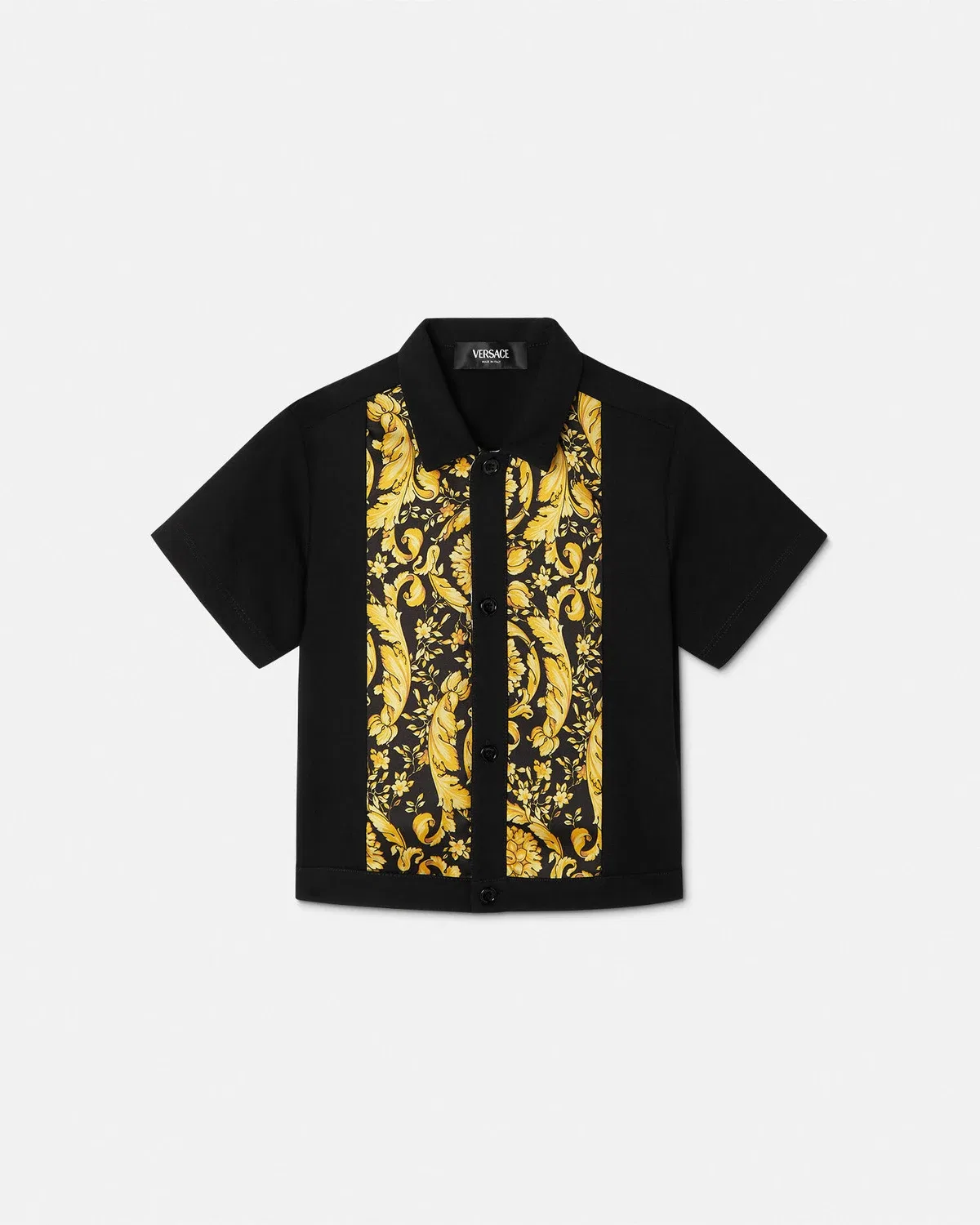 Детская рубашка с панелями Barocco VERSACE, черный