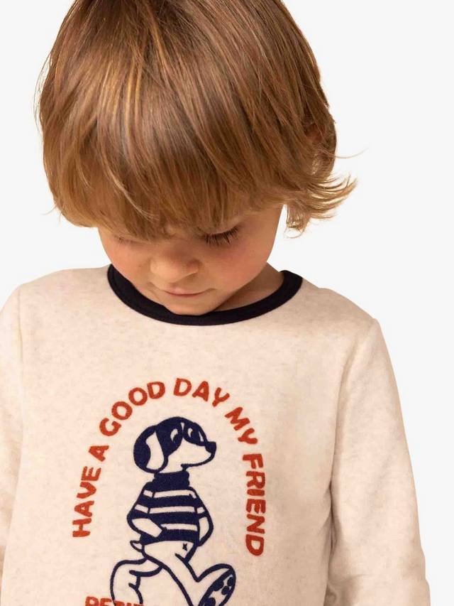 Детская велюровая хлопчатобумажная пижама хорошего дня Petit Bateau, цвет Smoking Blue/Multi — фото 3