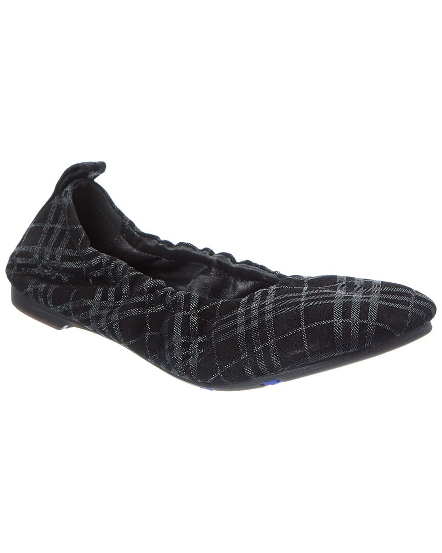 Балетки Burberry Baby Check из замши, черный