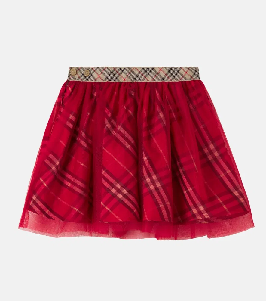 Юбка в клетку Burberry Burberry Kids, красный — фото 3