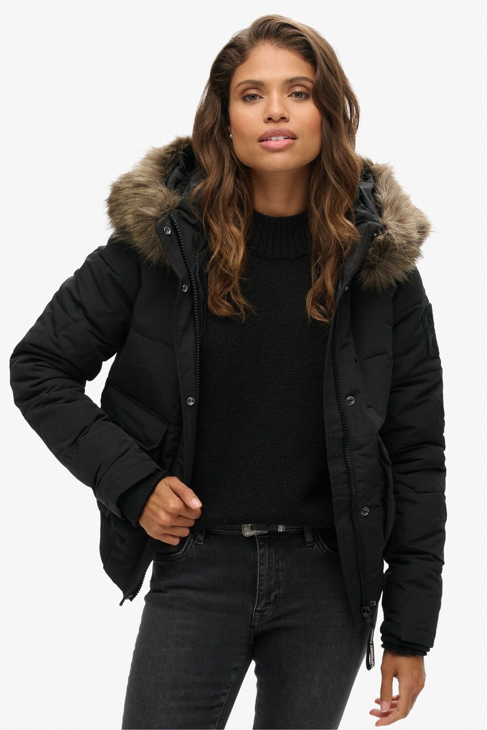 

Куртка бомбер с капюшоном Everest Superdry, черный
