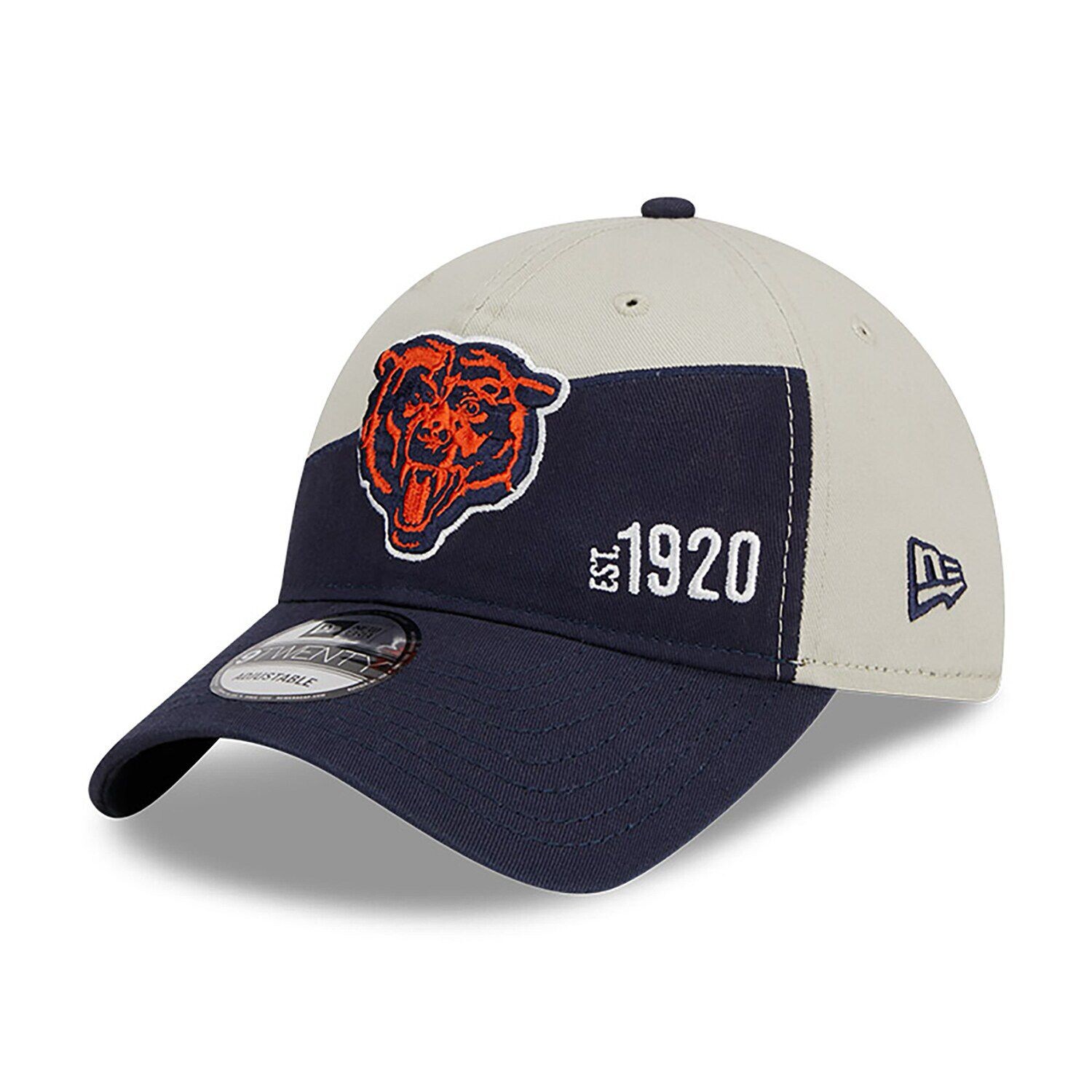 

Мужская регулируемая кепка New Era кремового/темно-синего цвета Chicago Bears 2023 Sideline Historic 9TWENTY