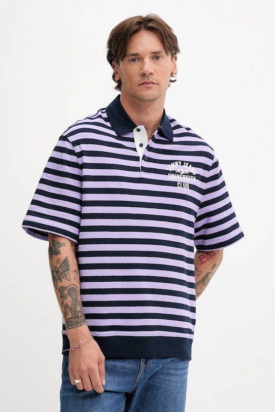 

Хлопковая поло Tommy Jeans, фиолетовый