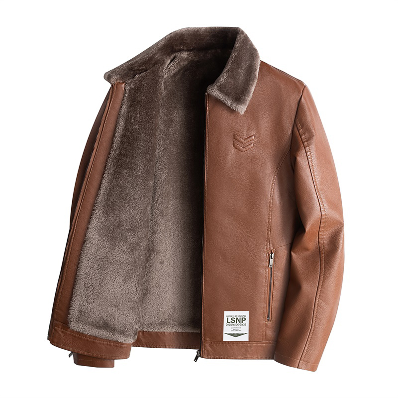 

Кожаная куртка Unisex с меховым воротником Moderate LISENPOK, красный коричневый