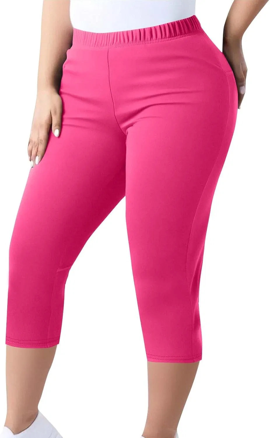 Леггинсы для йоги капри Plus Size, Hot Pink