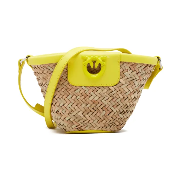 

Пляжная сумка .love Summer Ведро из рафии с добавлением кожи Pinko, желтый