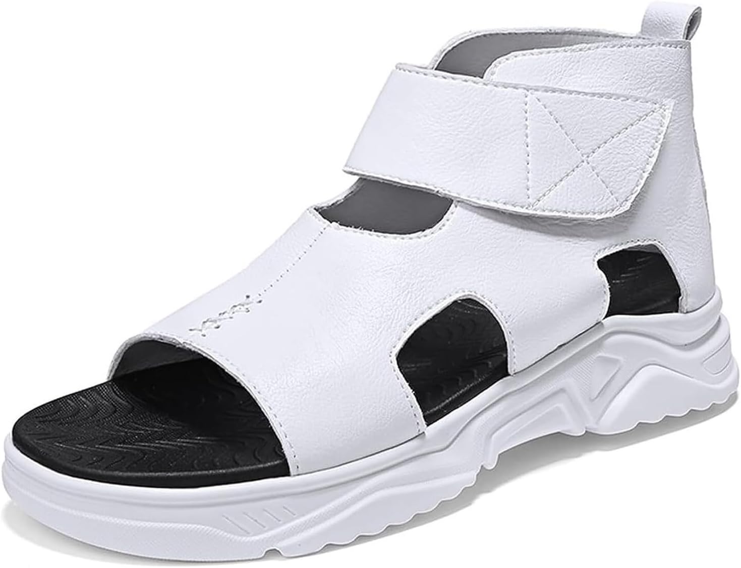 

Мужские сандалии с открытым носком и вырезами, мужские сандалии на высокой подошве с открытым носком, летние мужские сандалии с открытым носком и вырезами на высокой подошве Houkig, белый