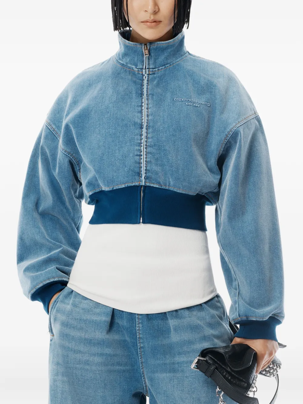 Трикотажные брюки с эластичным поясом и завязками Alexander Wang, синий — фото 4