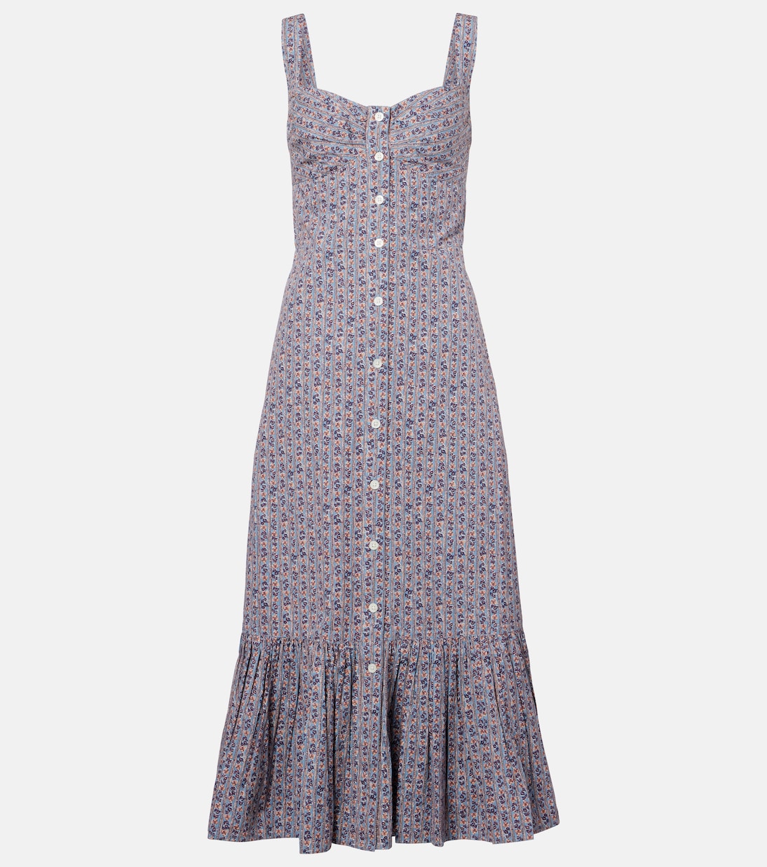 

Цветочное хлопковое платье миди Polo Ralph Lauren, 1897 Floral Ribbon Blue\Cream