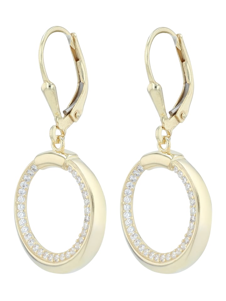 

Adeliás Женские серьги - серьги-подвески из серебра 925 пробы с кубическим цирконием в золотой оправе