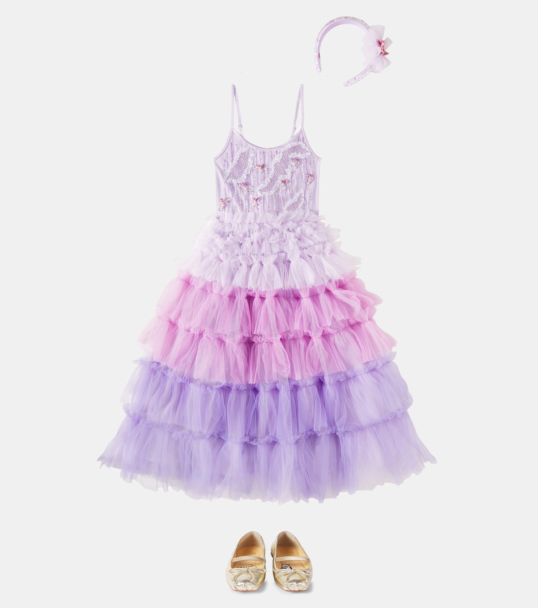 Балетки Baballet из металлизированной кожи Christian Louboutin Kids, Platine — фото 2
