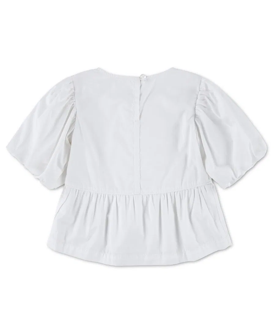 Детская блузка для девочек 2T-5T с бантом и пышными рукавами Abercrombie Kids, белый — фото 2