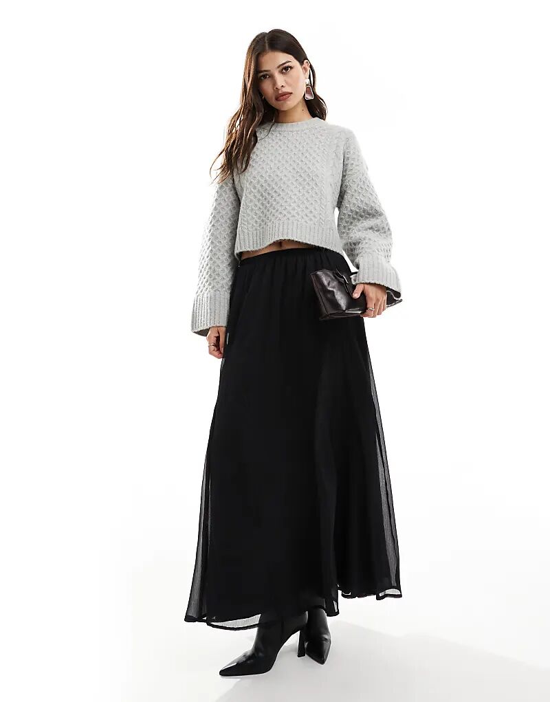 

Шифоновая юбка-годе макси черного цвета ASOS DESIGN