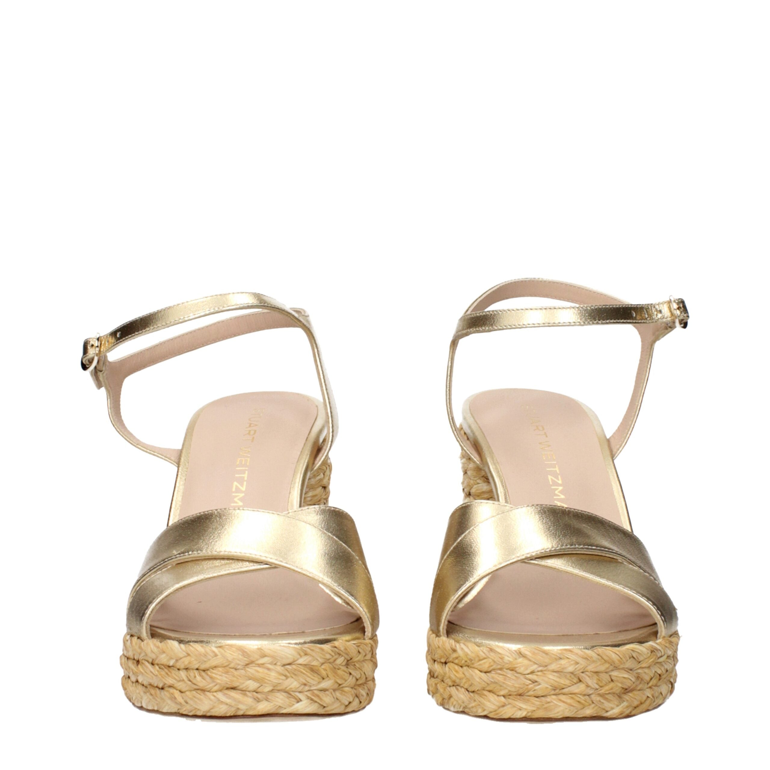 Женские кожаные туфли на платформе Stuart Weitzman, золотой — фото 3