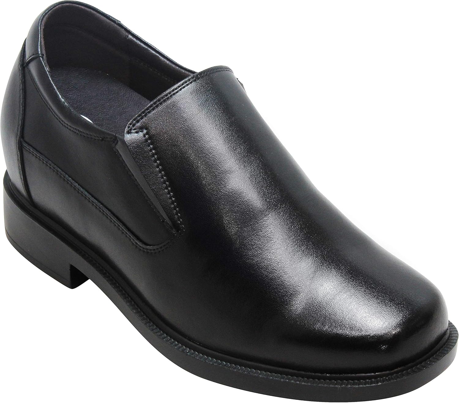 

Мужские невидимые обувные вставки для увеличения роста CALTO - Черные кожаные слипоны, легкие повседневные лоферы - на 9 см выше - K31714 - Размер 11 D(M) US