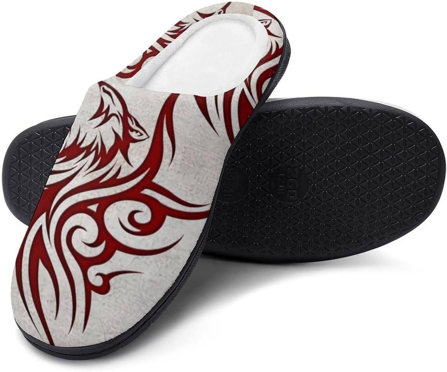 

Теплые пушистые домашние тапочки, зимние мужские хлопковые повседневные тапочки для спальни и гостиной / моющиеся, легкие, нескользящие викинг-тапочки Yxhzyhy, Viking Wolf 1