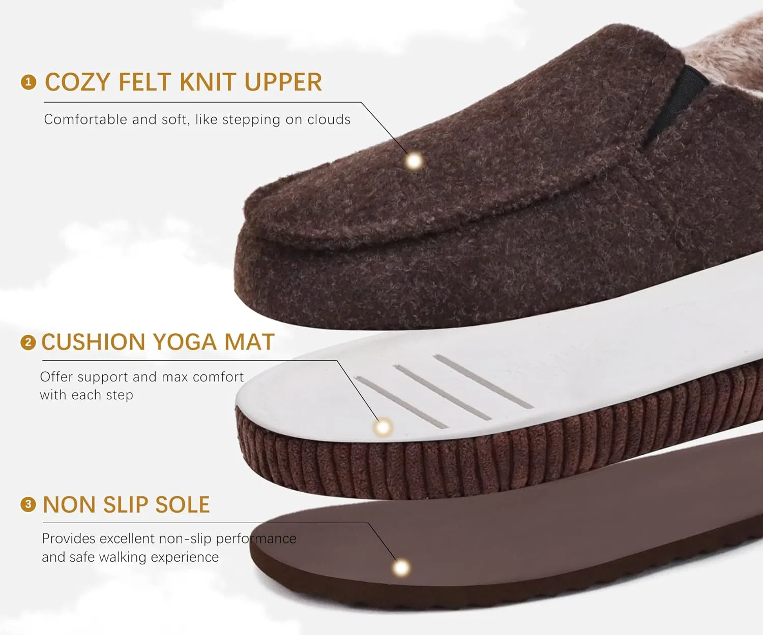 Тапочки с поддержкой стопы ONCAI, Moccasins Brown — фото 4