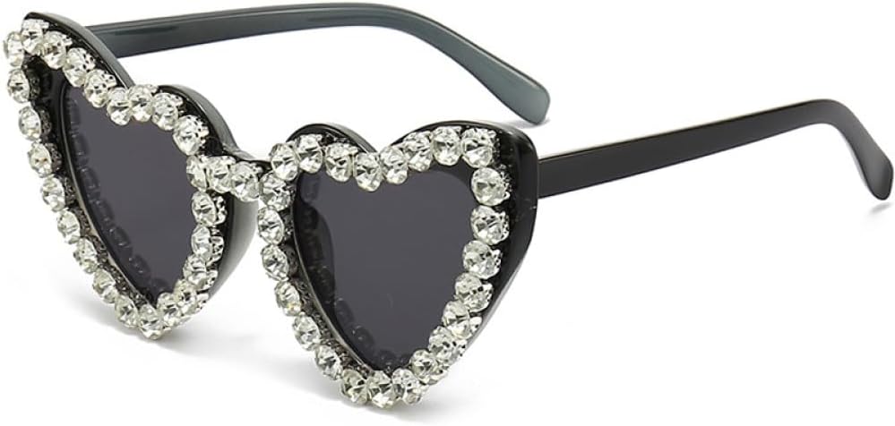 

Модные солнцезащитные очки с жемчужным сердечком для женщин, роскошные винтажные солнцезащитные очки для мужчин, трендовые очки для отдыха на природе и пляже, защита от УФ-излучения UV400 TYUVIVO, Black Gray