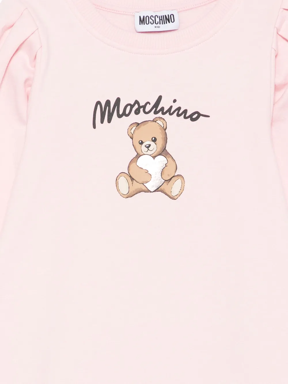 Платье с принтом Тедди и рукавами-буфами Moschino Kids, розовый — фото 3