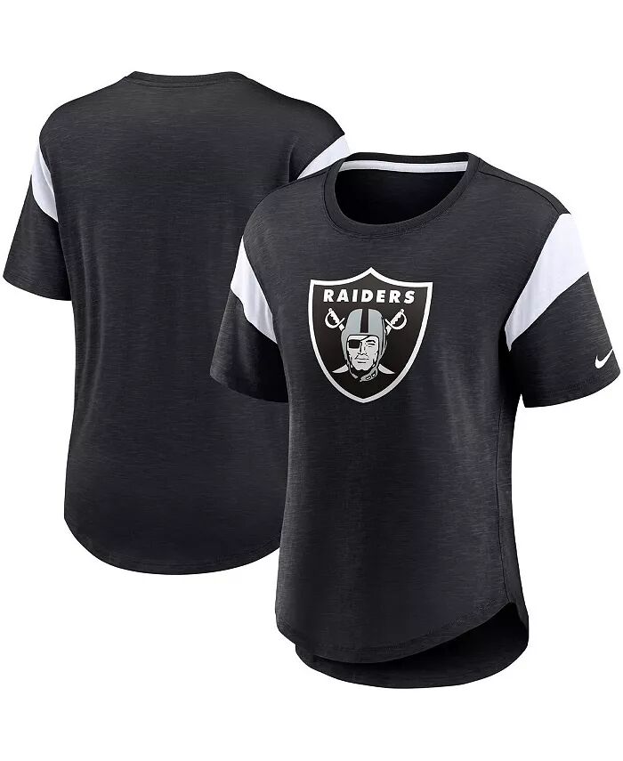 

Женская модная футболка с логотипом Heather Black Las Vegas Raiders Primary Nike, черный