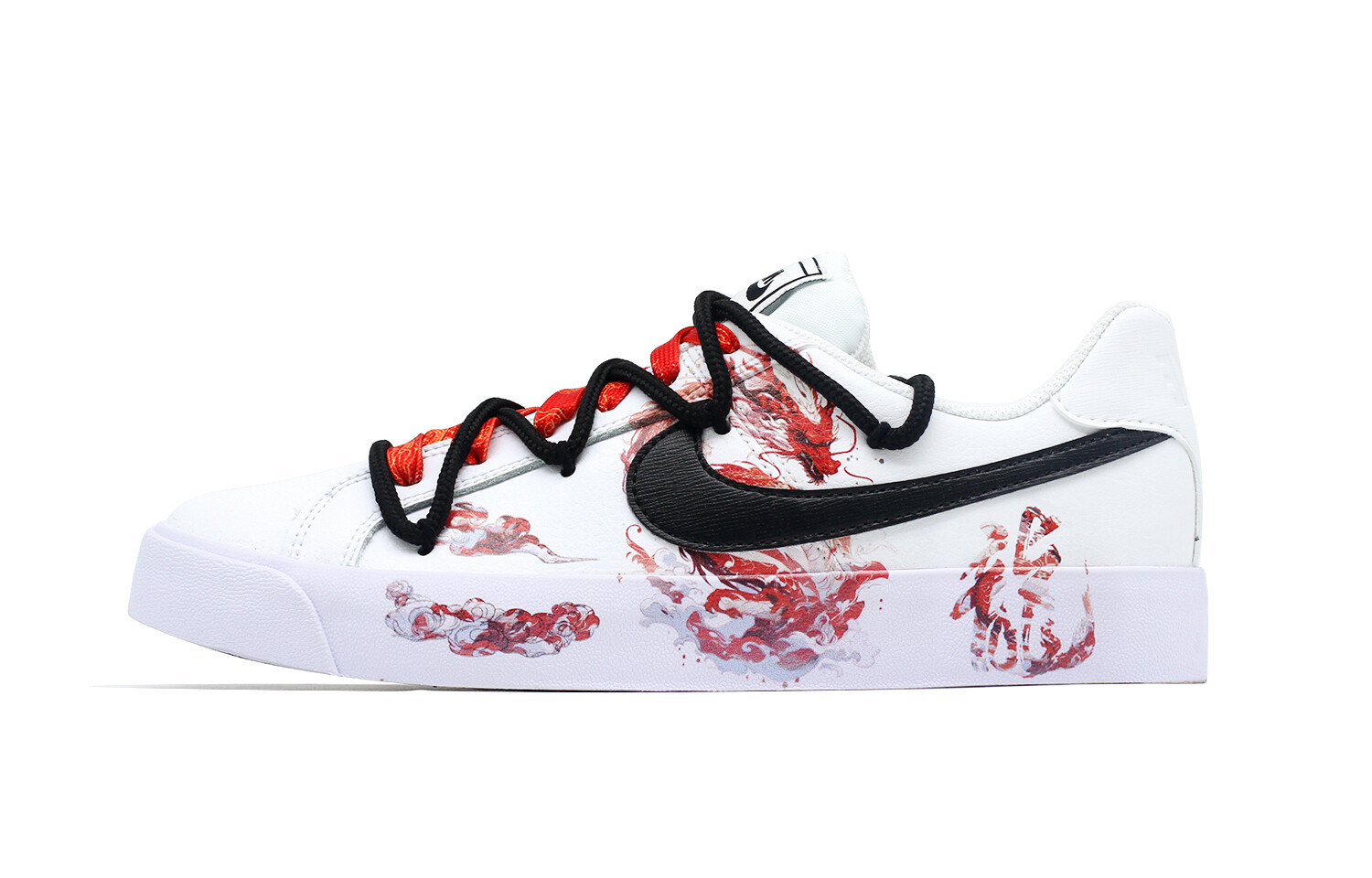 

Кроссовки Nike Court Royale Skateboarding Shoes Unisex Low-top White/Black/Red, черный/оранжевый