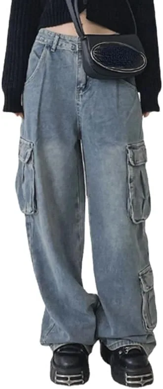 

Женские джинсы с высокой талией и широкими штанинами в стиле Y2K Flixxo