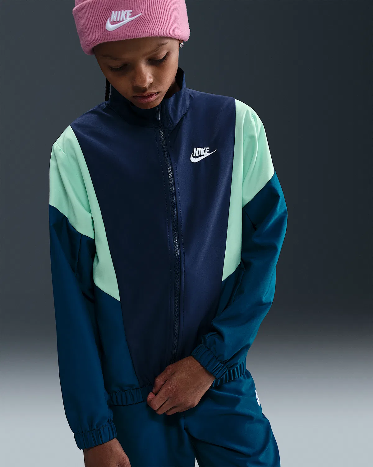 Детский спортивный костюм Nike Sportswear, Blue Force/Midnight Navy/Mint Foam/White — фото 2