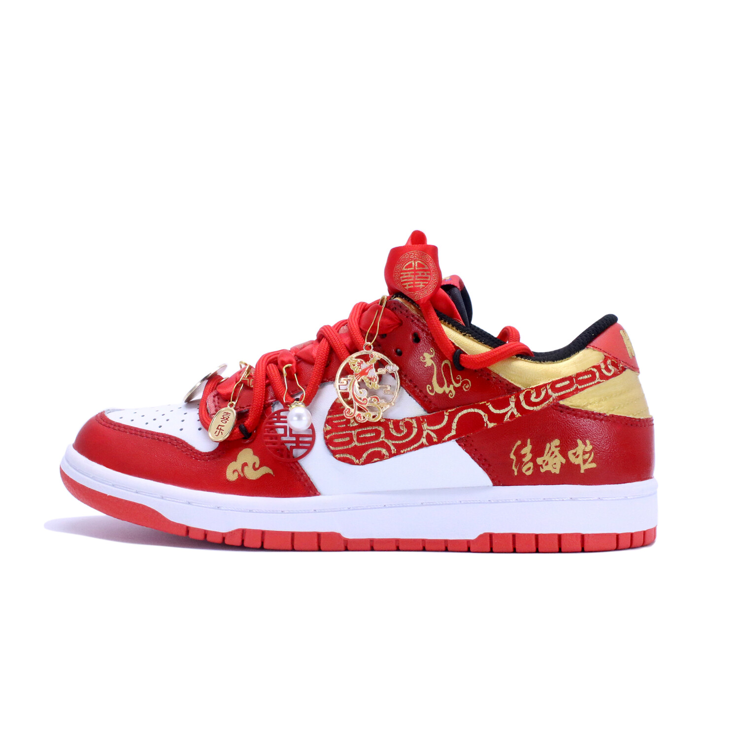 

Кроссовки Nike Dunk Skateboarding Shoes Women's Low-top Gold, белый