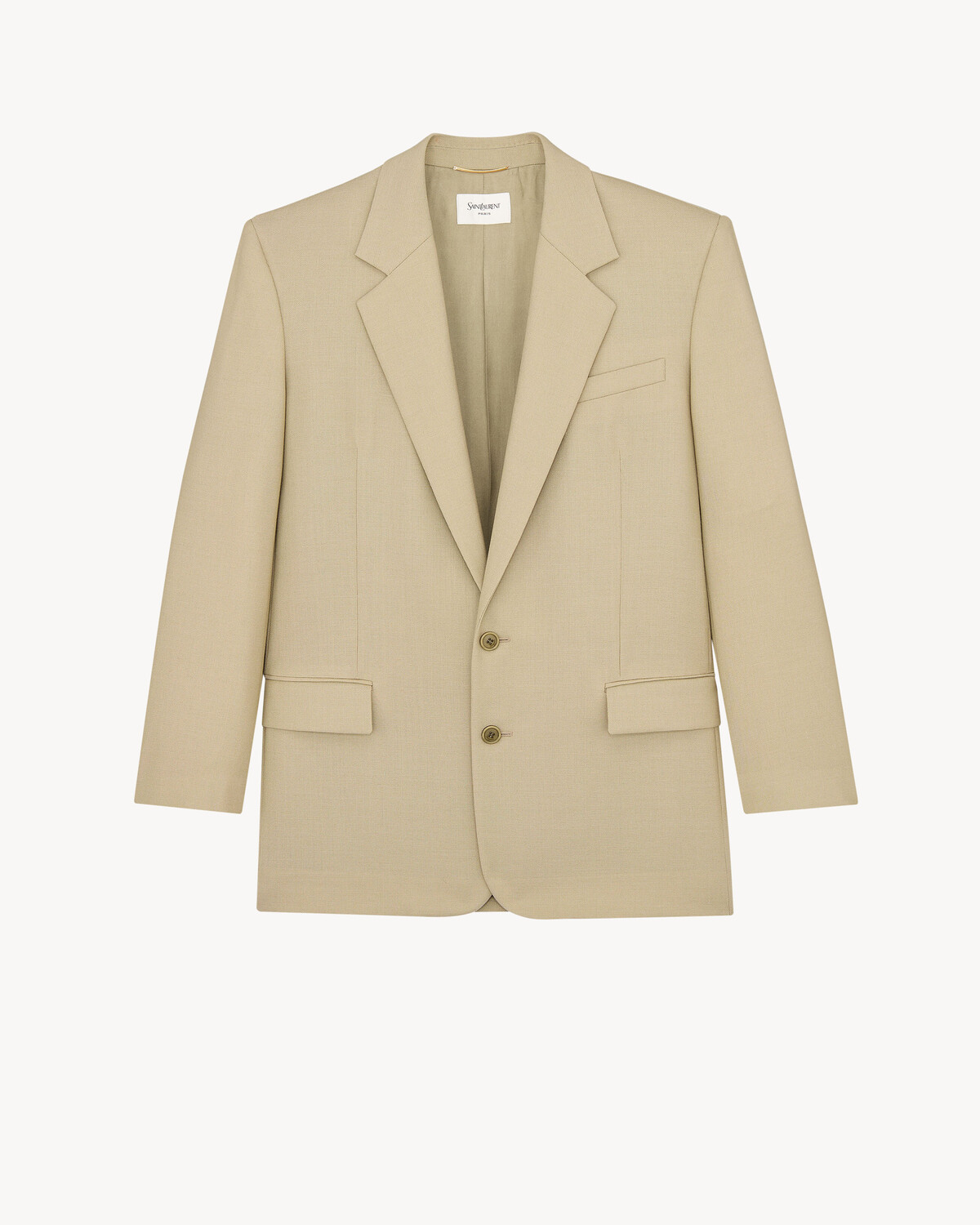 

Жакет из шерсти и шелкового канвы Saint Laurent, бежевый