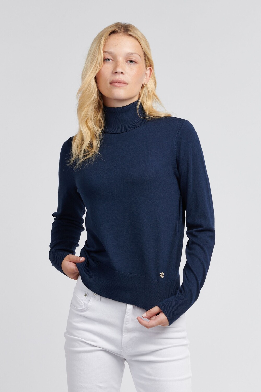 

Женский джемпер тонкой вязки с отворотом U.S. Polo Assn, синий