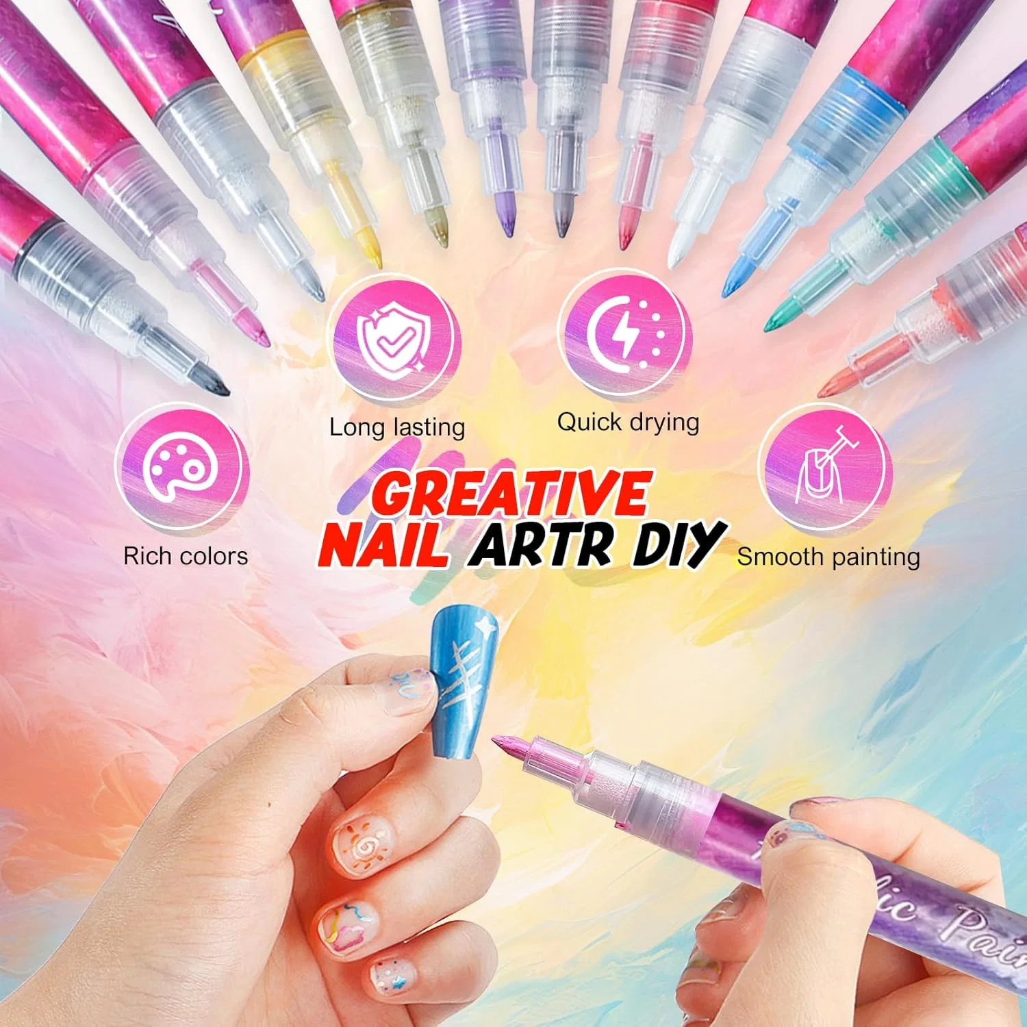Набор из 12 3D-ручек для нейл-арта от MAGIC ARMOR Magic Armor, 12 Colours - Dotting — фото 3