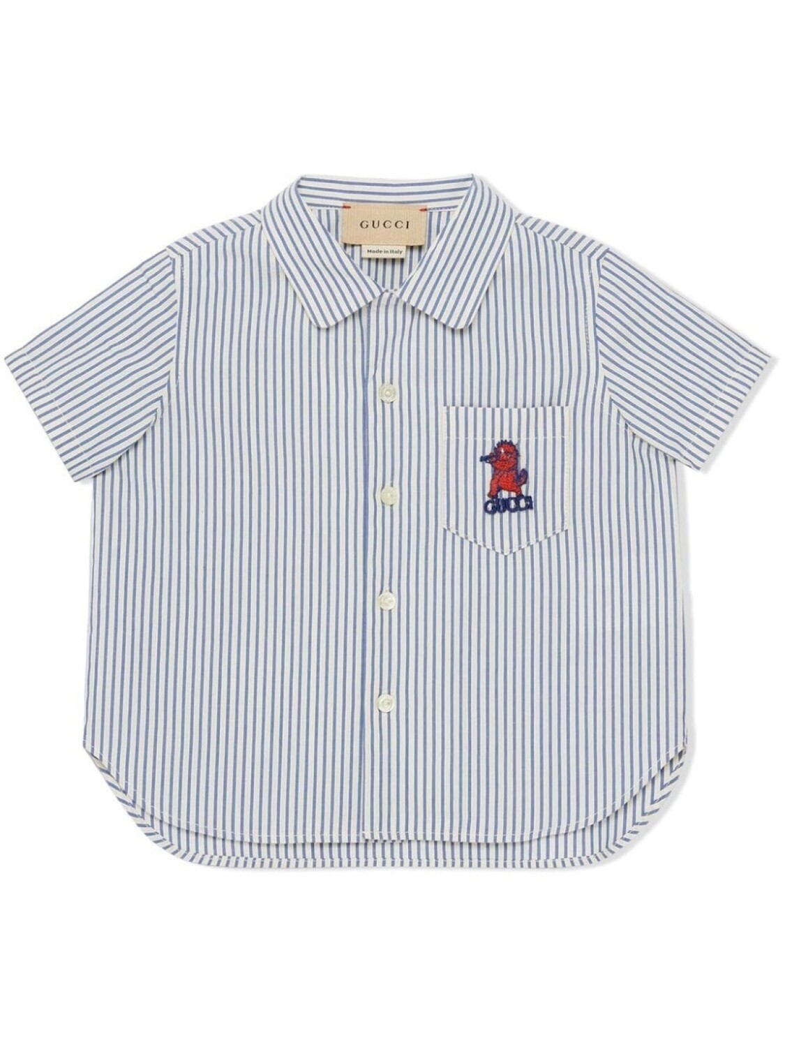 

Gucci Kids полосатая рубашка с вышивкой, синий