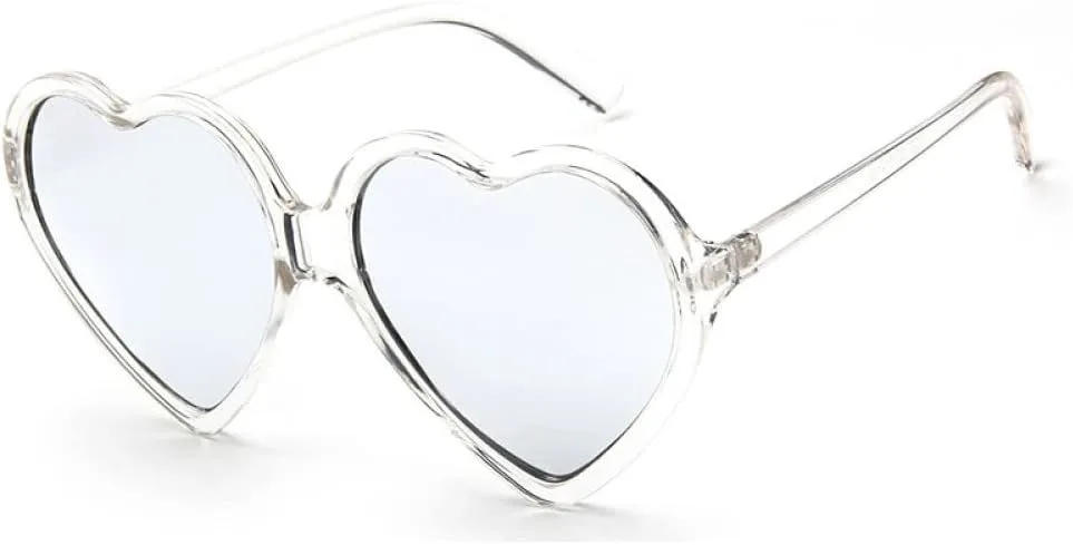 

Солнцезащитные очки Love Heart для женщин, модные, милые, сексуальные, в стиле ретро, ​​винтаж, красные, фиолетовые, с линзами UV400 DSXLY, Transparent Silver