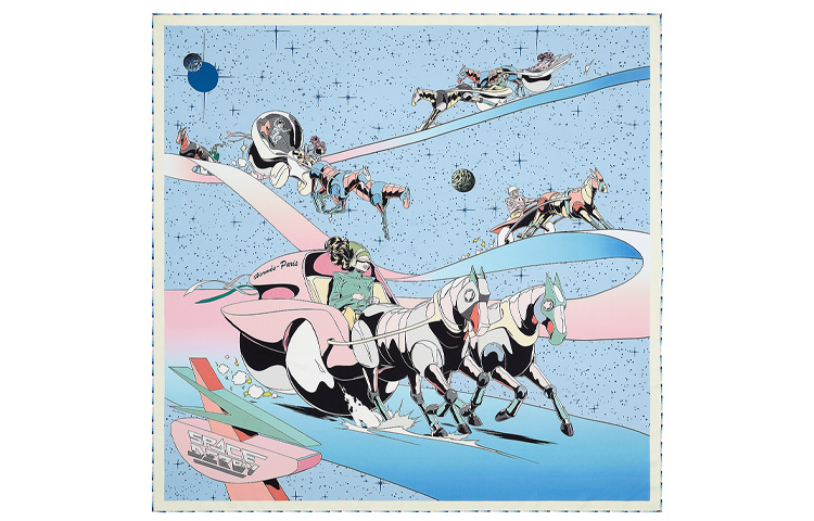 

HERMES Шёлковый шарф женский небесно-голубой, Sky Blue