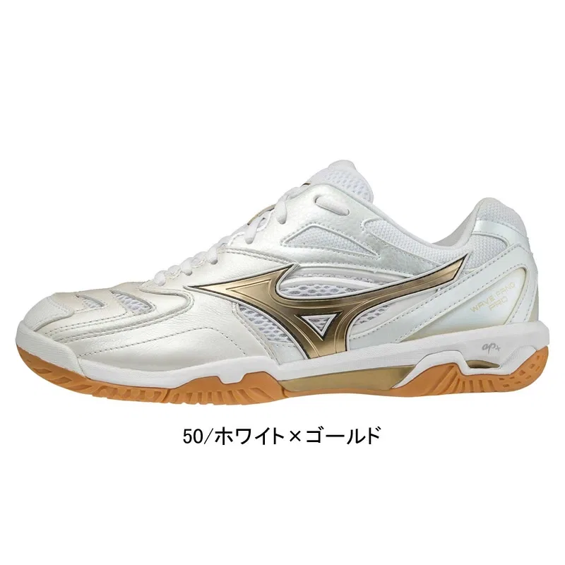 Унисекс кроссовки для бадминтона «Wave Fang Pro» от Mizuno, 50/White X Gold — фото 2