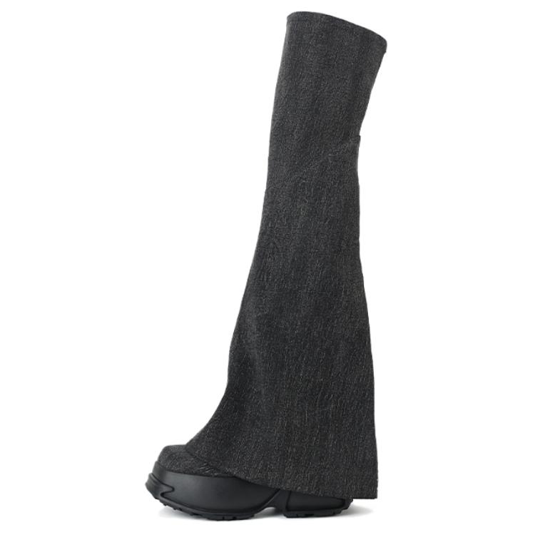 DAPHNE LAB Канди серия высокие сапоги на каблуке 9 см женские деним черные, цвет Denim Black