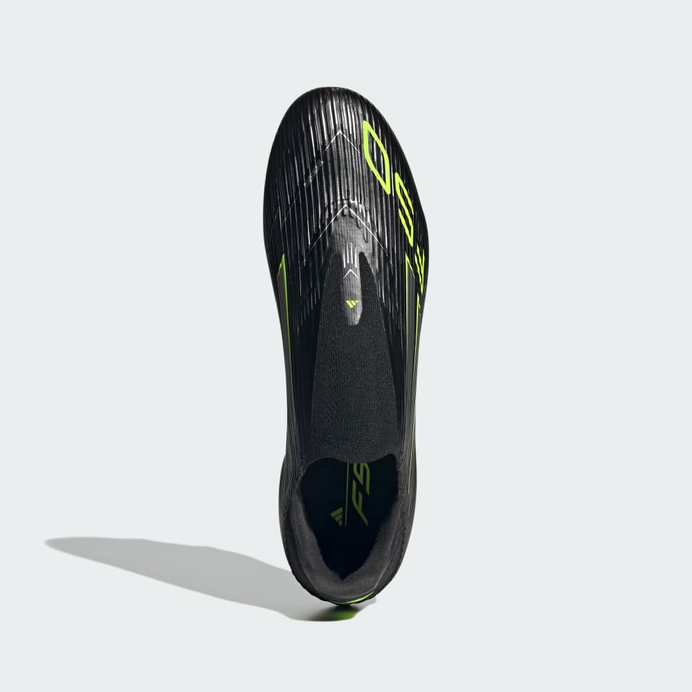Бутсы Adidas F50 League Laceless Firm/Multi-Ground Cleats, цвет Core Black/Iron Metallic/Lucid Lemon — фото 3