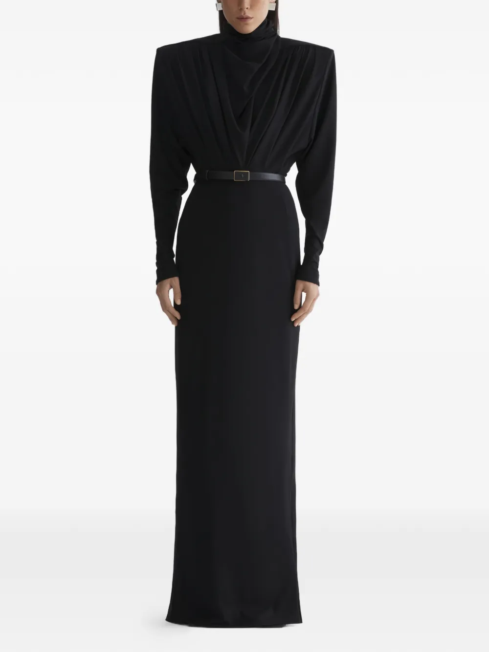 

Платье с открытой спиной и длинными рукавами Mugler, черный