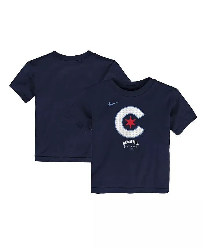 

Темно-синяя футболка с большим логотипом для малышей Chicago Cubs City Connect Nike, синий