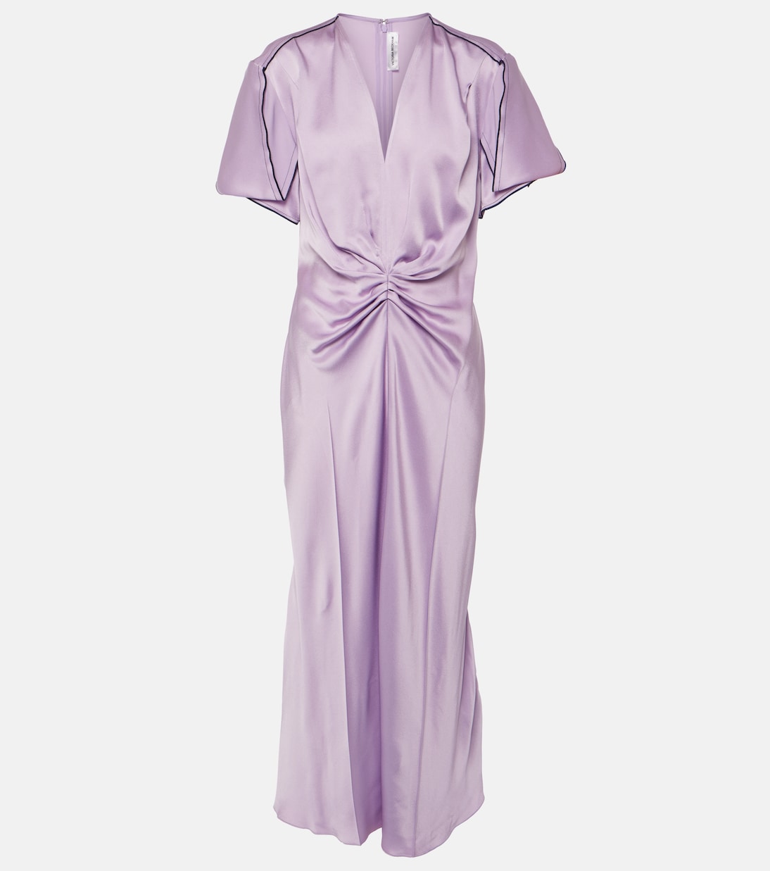 

Платье миди из атласа со сборками Victoria Beckham, Petunia