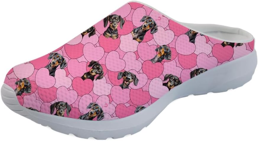 

Кроссовки Forchrinse Christmas с Санта-Клаусом и снежинкой для женщин, мюли, сетчатые слипоны, мужские садовые сабо, рождественская обувь для прогулок, для дома, работы и спортзала, Dachshund