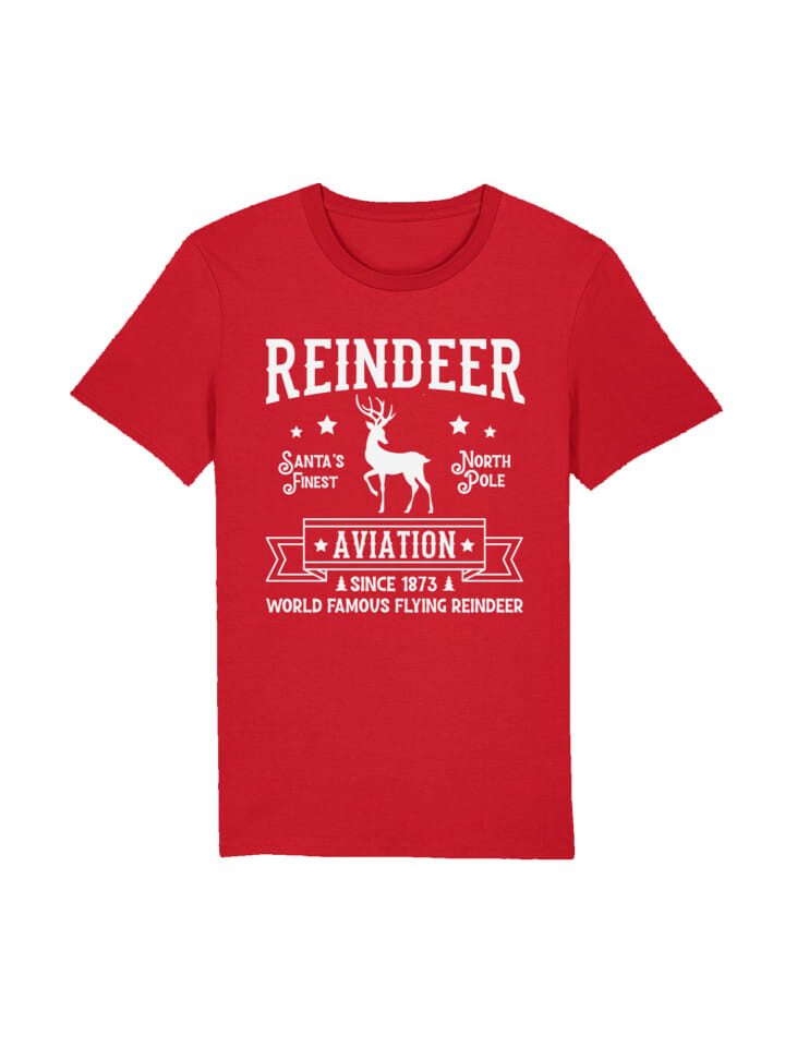 

Футболка F4NT4STIC T-Shirt Reindeer Aviation Retro Weihnachts Sign, красный