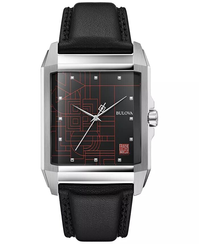 

Мужские часы Frank Lloyd Wright "December Gifts" с черным кожаным ремешком, 35 ​​мм Bulova