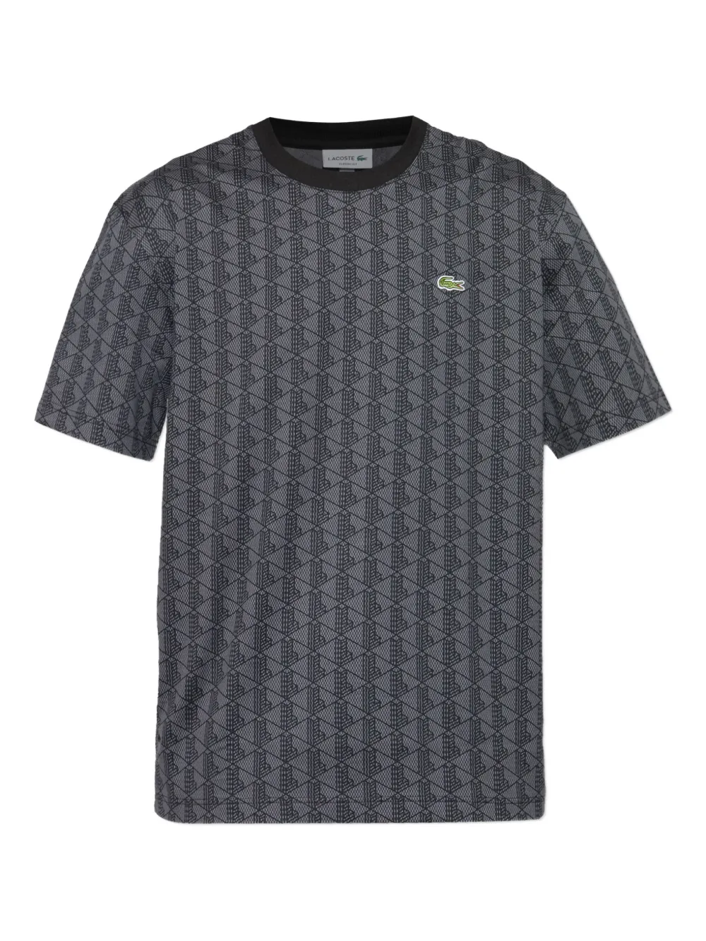 

Хлопковая футболка с геометрическим узором Lacoste, серый