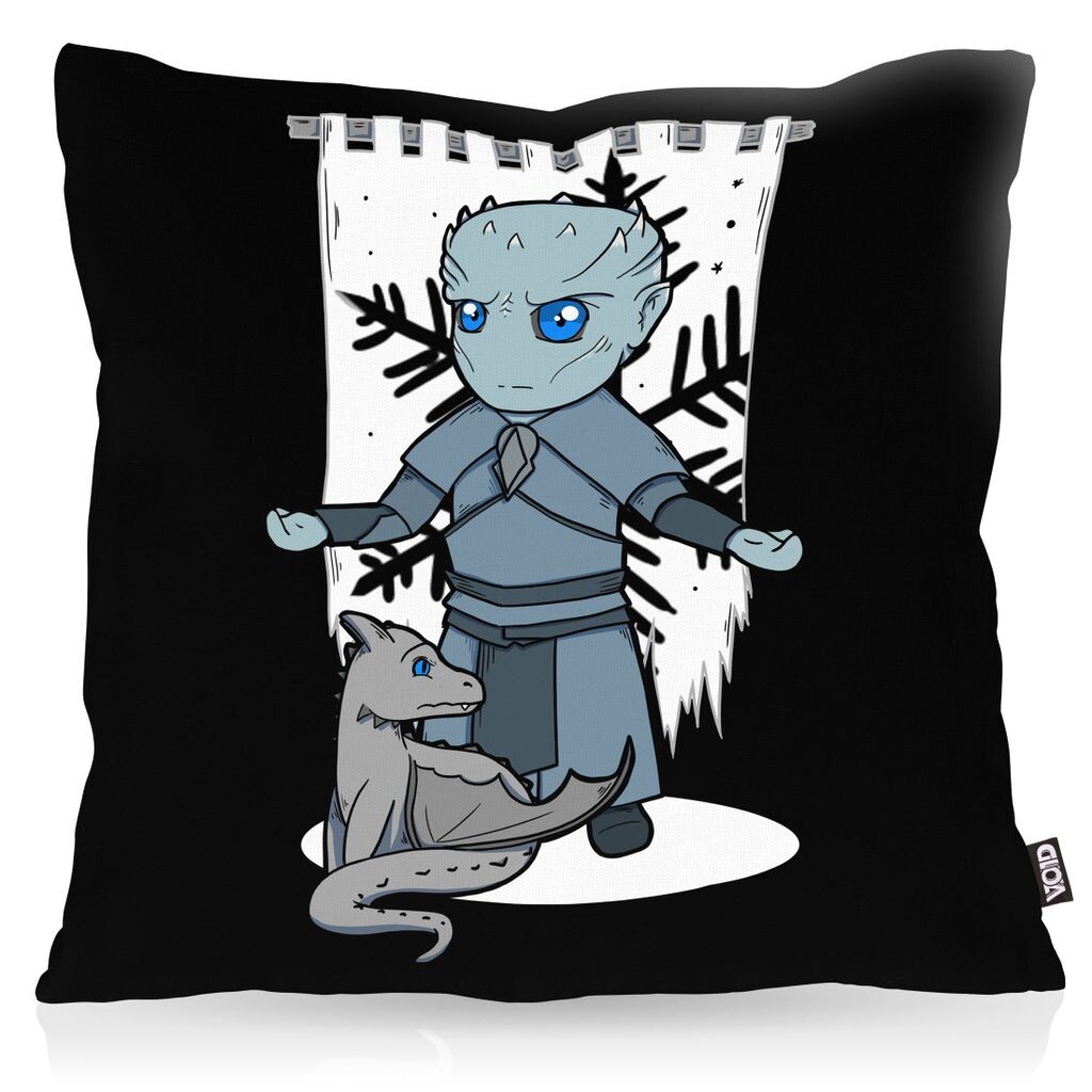 

Наволочка VOID Chibi Night King, чехол для подушки, полиэстер, водонепроницаемые белые ходунки для улицы и дома, размер подушки: 60 x 60 см, цвет подушки: черный