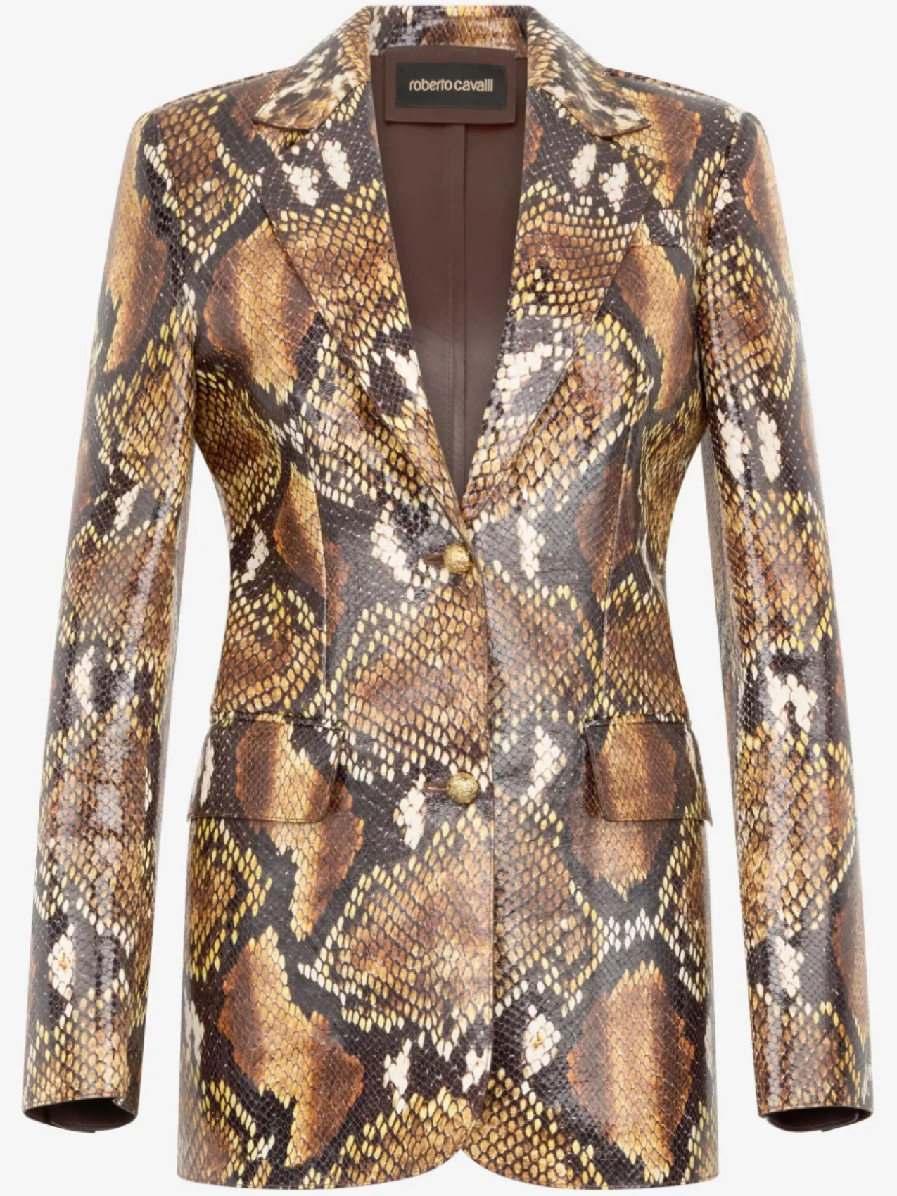 

Кожаная куртка с эффектом змеиной кожи Roberto Cavalli, коричневый